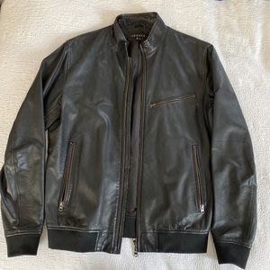 Mens Theory Leather Bomber Jacket